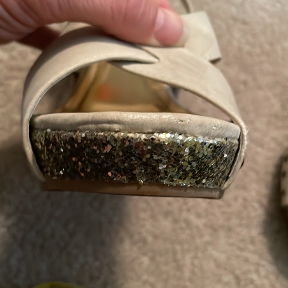 Cream suede, sparkly heels. Size 9. - Picture 5 of 9